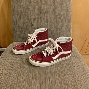 GUC Burgundy colored Vans Hi Top Sneakers women 9 1/2 men 8